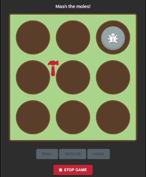 A screenshot of the Bug Bash game in action, showing bugs popping out of holes.